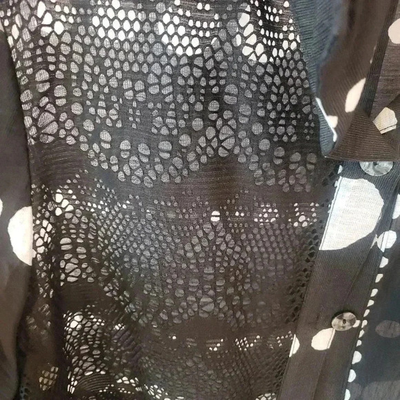 Damee Black and White Polka Dot Sheer Blouse/Jacket - Picture 8 of 9